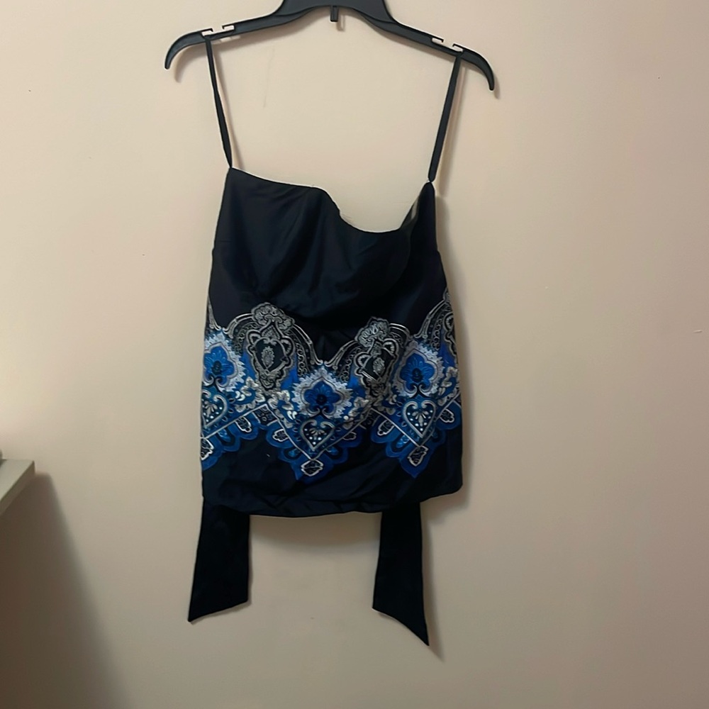 Vintage Cache black and blue wrap tube top